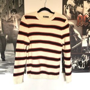 asos knit cream red and black sweater